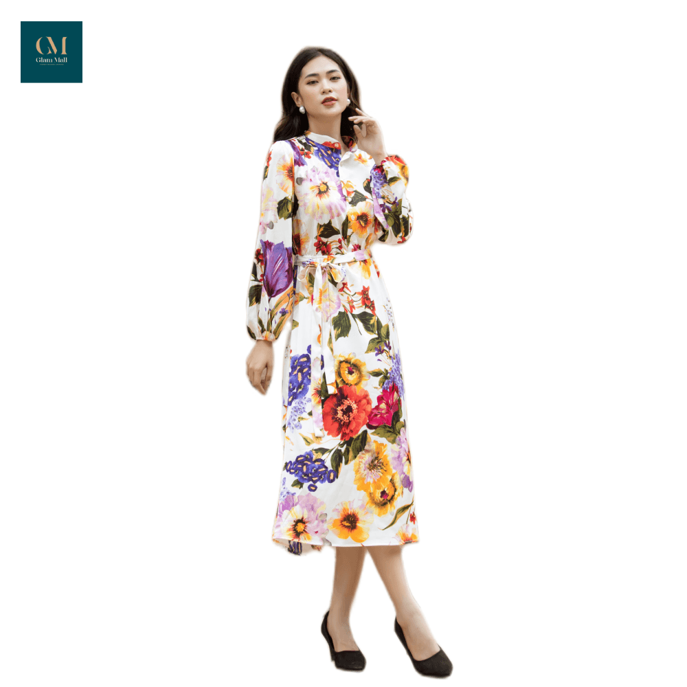 Đầm hoa tay phồng Fenno